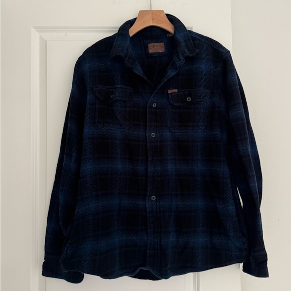 Orvis Men's Black & Blue Flannel Cotton Big Bear Heavyweight Shirt size large - Picture 2 of 5
